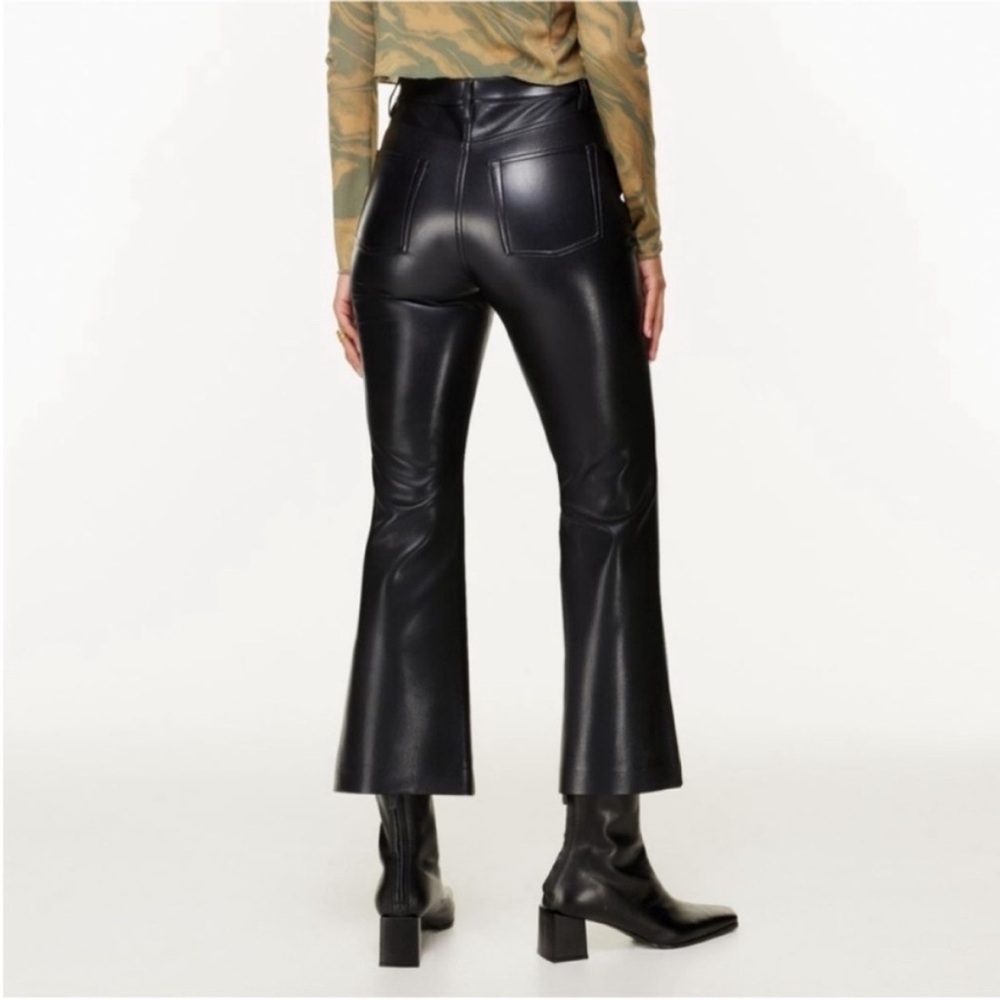 Wilfred Black Leather Cropped Flare Pants - Picture 2 of 14